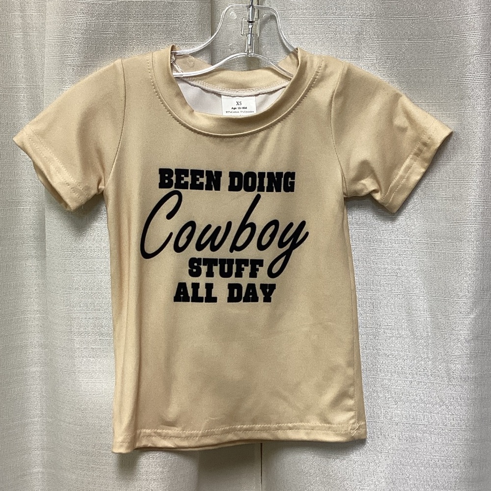 Tan Cowboy Graphic Kids T-Shirt
